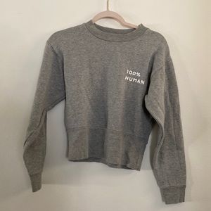 Everlane 100% human grey crew neck cropped sweater size s